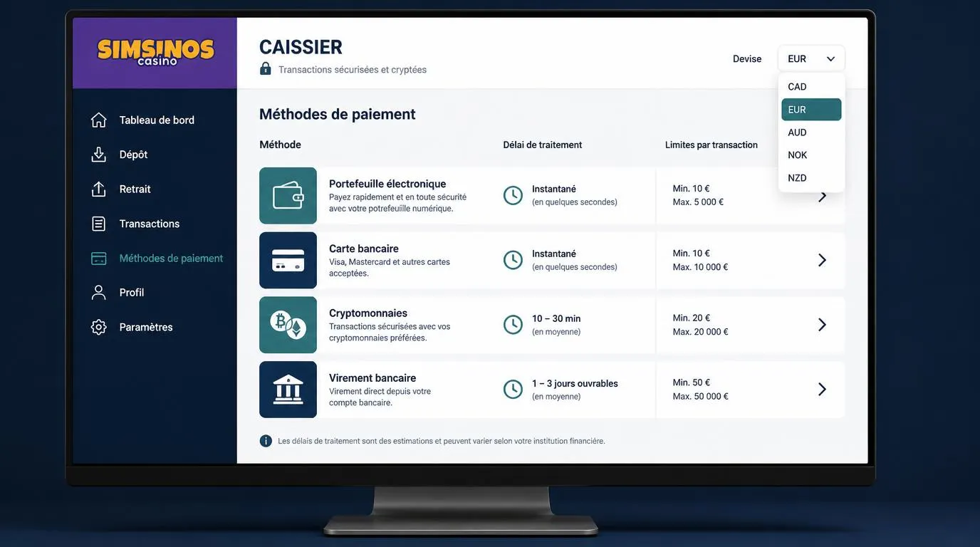 Interface de caisse avec portefeuilles électroniques, cartes, cryptomonnaies et virement bancaire